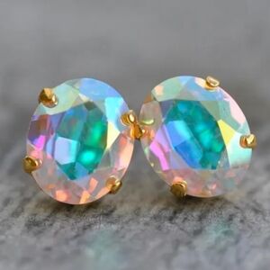 Oval Rainbow Aurora Borealis Essence Stud Earrings
